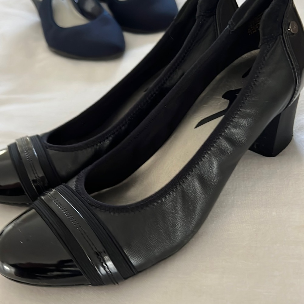 Anne Klein Sport Pumps Size 8.5 Black Block Heel Leather